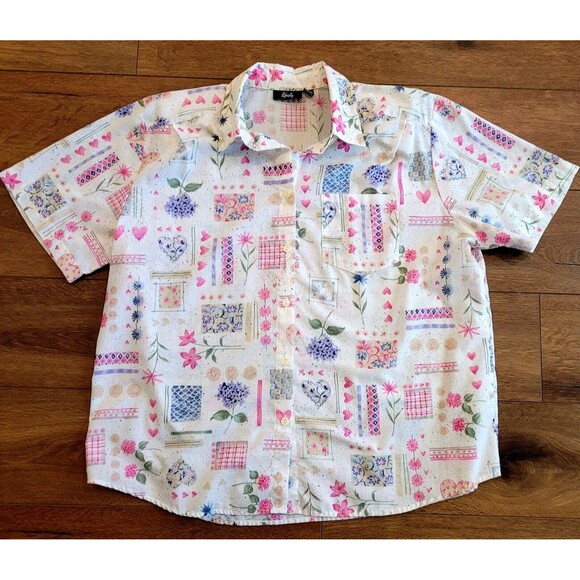 Floral Patchwork Button Down Shirt - Picture 1 of 11